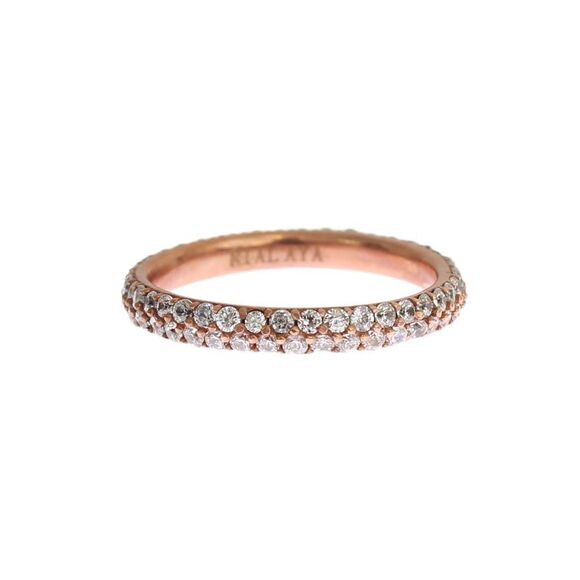 Nialaya Pink Gold 925 Silver Clear CZ Women's Ring